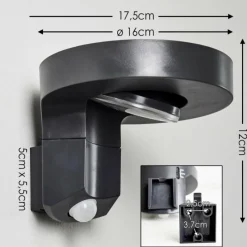 hofstein Applique murale d'extérieur Townsville LED Noir, 1 lumière, Détecteur de mouvement