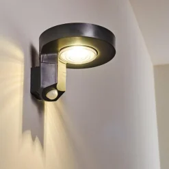 hofstein Applique murale d'extérieur Townsville LED Noir, 1 lumière, Détecteur de mouvement