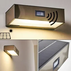 hofstein Applique murale d'extérieur Attu LED Nickel mat, 1 lumière, Détecteur de mouvement