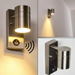 hofstein Applique murale d'extérieur Froslev LED Chrome, 1 lumière, Détecteur de mouvement