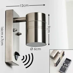 hofstein Applique murale d'extérieur Froslev LED Chrome, 1 lumière, Détecteur de mouvement