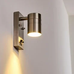 hofstein Applique murale d'extérieur Froslev LED Chrome, 1 lumière, Détecteur de mouvement