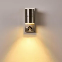 hofstein Applique murale d'extérieur Froslev LED Chrome, 1 lumière, Détecteur de mouvement