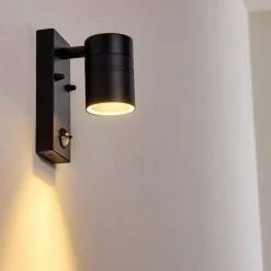 hofstein Applique murale d'extérieur Froslev LED Noir, 1 lumière, Détecteur de mouvement
