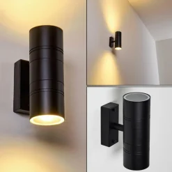 hofstein Applique murale d'extérieur Froslev LED Noir, 2 lumières