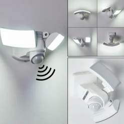 hofstein Applique murale d'extérieur Foroyar LED Blanc, 2 lumières, Détecteur de mouvement