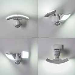 hofstein Applique murale d'extérieur Foroyar LED Blanc, 2 lumières, Détecteur de mouvement