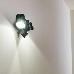 hofstein Applique murale d'extérieur Emmerlev LED Noir, 2 lumières, Détecteur de mouvement