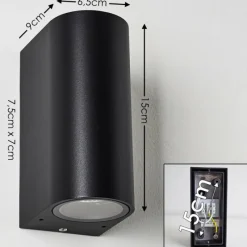 hofstein Applique murale d'extérieur Norrelogum Noir, 2 lumières