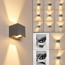 hofstein Applique murale d'extérieur Fauderup LED Gris, 2 lumières