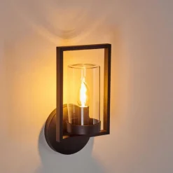 Luminaires Rustiques-hofstein Applique murale d'extérieur Burundi Noir, 1 lumière