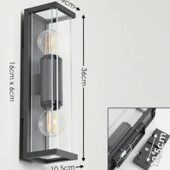 hofstein Applique murale d'extérieur Skeldegaard Anthracite, 2 lumières