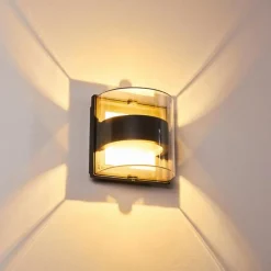 hofstein Applique murale d'extérieur Sauerbek LED Noir, 2 lumières