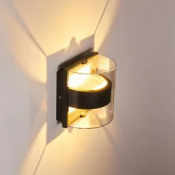 hofstein Applique murale d'extérieur Sauerbek LED Noir, 2 lumières