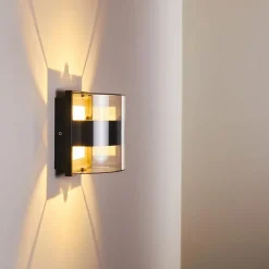 hofstein Applique murale d'extérieur Sauerbek LED Noir, 2 lumières