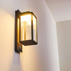 hofstein Applique murale d'extérieur Faroer LED Anthracite, 1 lumière, Détecteur de mouvement