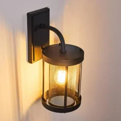 Lampes Vintages & Rétros-hofstein Applique murale d'extérieur Horuphav Noir, 1 lumière