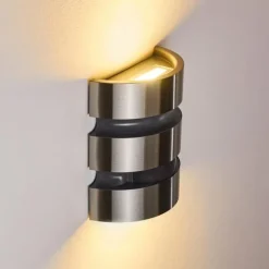 hofstein Applique murale d'extérieur Kolding LED Acier inoxydable, Noir, 1 lumière, Détecteur de mouvement