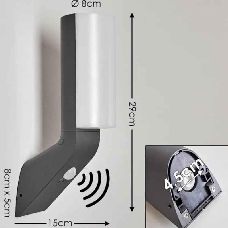 hofstein Applique murale d'extérieur Porus LED Anthracite, 1 lumière, Détecteur de mouvement