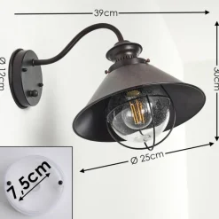 Lampes Vintages & Rétros-hofstein Applique murale d'extérieur Lohja Rouille, Noir, 1 lumière