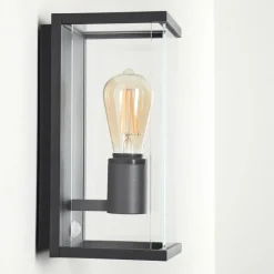 hofstein Applique murale d'extérieur Faroer Noir, 1 lumière, Détecteur de mouvement