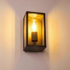 Lampes Vintages & Rétros-hofstein Applique murale d'extérieur Kiwalik Noir, 1 lumière