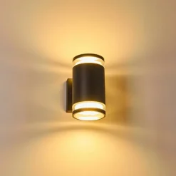 hofstein Applique murale d'extérieur Macoupin Noir, 2 lumières