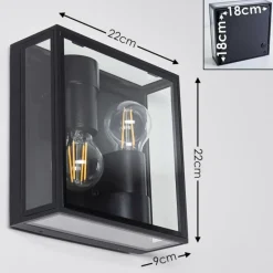 Lampes Vintages & Rétros-hofstein Applique murale d'extérieur Minakata Noir, 2 lumières