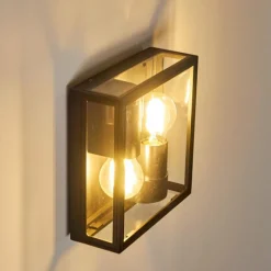 Lampes Vintages & Rétros-hofstein Applique murale d'extérieur Minakata Noir, 2 lumières