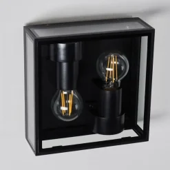 Lampes Vintages & Rétros-hofstein Applique murale d'extérieur Minakata Noir, 2 lumières