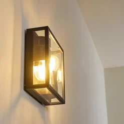 Lampes Vintages & Rétros-hofstein Applique murale d'extérieur Minakata Noir, 2 lumières