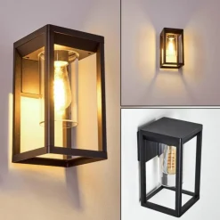 Lampes Vintages & Rétros-hofstein Applique murale d'extérieur Baoshan Noir, 1 lumière