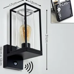 hofstein Applique murale d'extérieur Palanga Noir, 1 lumière, Détecteur de mouvement