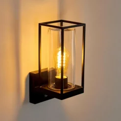 hofstein Applique murale d'extérieur Palanga Noir, 1 lumière, Détecteur de mouvement