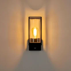 hofstein Applique murale d'extérieur Palanga Noir, 1 lumière, Détecteur de mouvement