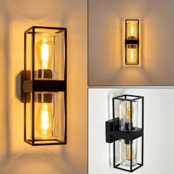 hofstein Applique murale d'extérieur Palanga Noir, 2 lumières