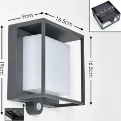 hofstein Applique murale d'extérieur Lansing LED Anthracite, 1 lumière, Détecteur de mouvement