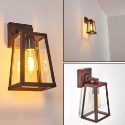 Lampes Vintages & Rétros-hofstein Applique murale d'extérieur Zakopane Rouille, Noir, 1 lumière