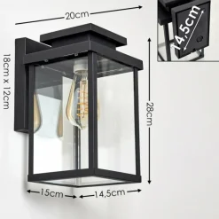 hofstein Applique murale d'extérieur Tieva Noir, 1 lumière