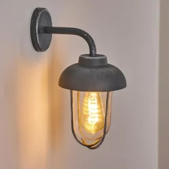 Lampes Vintages & Rétros-hofstein Applique murale d'extérieur Poznan Gris, Blanc, 40 lumières