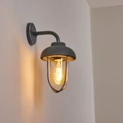 Lampes Vintages & Rétros-hofstein Applique murale d'extérieur Poznan Gris, Blanc, 40 lumières