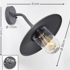 Lampes Vintages & Rétros-hofstein Applique murale d'extérieur Mijas Anthracite, 1 lumière