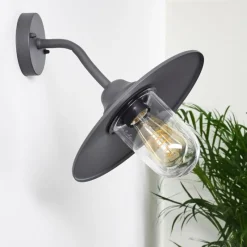 Lampes Vintages & Rétros-hofstein Applique murale d'extérieur Mijas Anthracite, 1 lumière