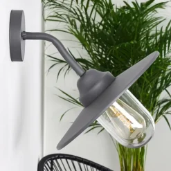 Lampes Vintages & Rétros-hofstein Applique murale d'extérieur Mijas Anthracite, 1 lumière