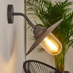 Lampes Vintages & Rétros-hofstein Applique murale d'extérieur Mijas Anthracite, 1 lumière