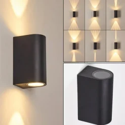 hofstein Applique murale d'extérieur Komoren LED Noir, 2 lumières