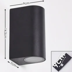 hofstein Applique murale d'extérieur Komoren LED Noir, 2 lumières