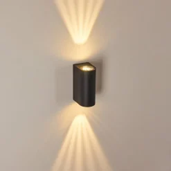 hofstein Applique murale d'extérieur Komoren LED Noir, 2 lumières