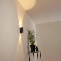 hofstein Applique murale d'extérieur Komoren LED Noir, 2 lumières