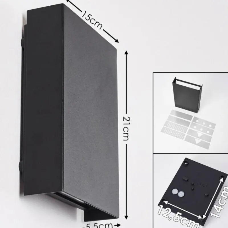 hofstein Applique murale d'extérieur Benin LED Noir, 2 lumières